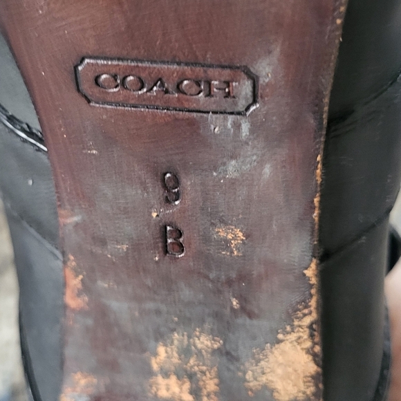 Coach Tessie Black Leather Ankle Moto High Heel Buckle Boots Booties Siz… - Picture 12 of 16